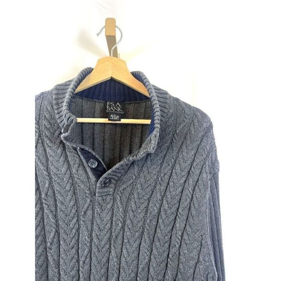 Jos. A. Bank Men's Grey Cable Knit Collared Pullover Sweater Sz L EUC - Picture 3 of 8